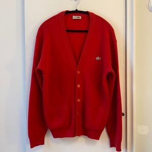 Vintage Lacoste Wool Cardigan Red Men Size Large